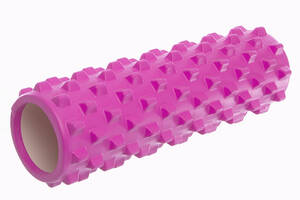 Роллер для занятий йогой и пилатесом Grid Bubble Roller FI-6672 d-14см, l-45см Розовый