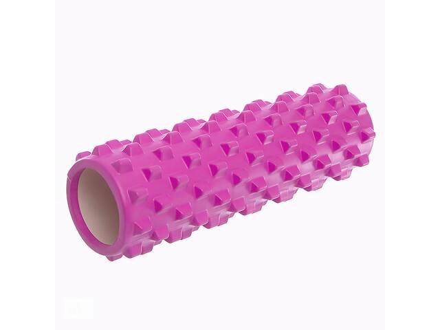 Роллер для занятий йогой и пилатесом Grid Bubble Roller FI-6672 d-14см, l-45см Розовый