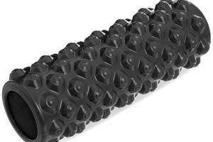 Роллер для занятий йогой и пилатесом Grid Bubble Roller FI-6672 d-14см, l-45см Черный (AN0581)