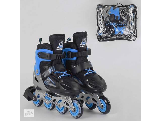 Роликовые коньки Best Roller (34-37) PVC колёса, свет на переднем колесе, в сумке Black/Blue (98866)