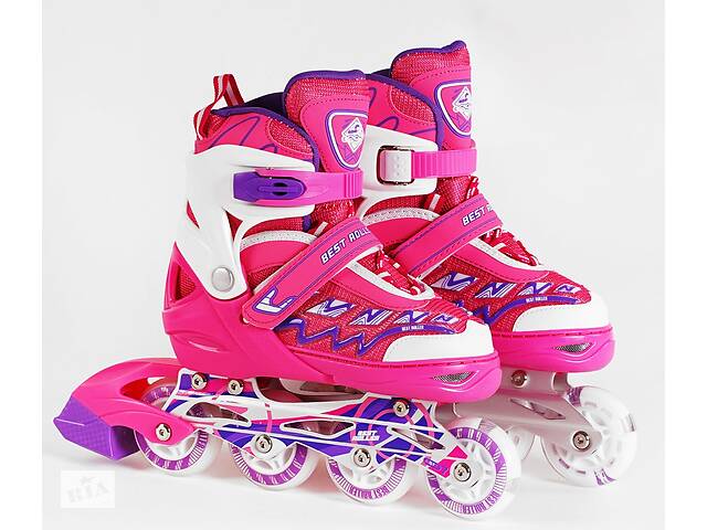 Роликовые коньки светящиеся PU колёса в коробке Best Roller 35-38 Pink (116489)