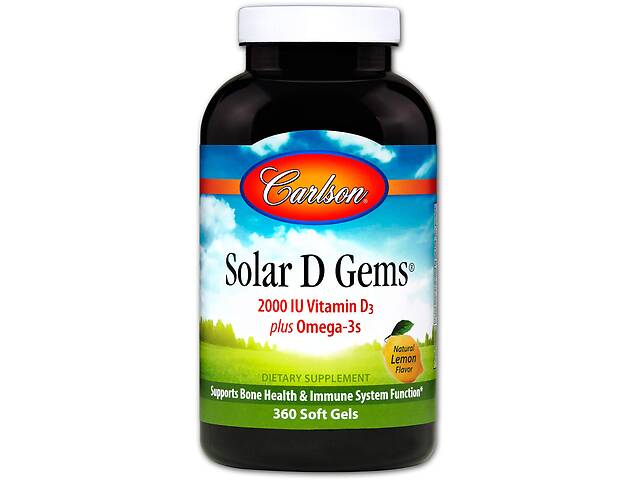 Рыбий жир с витамином Д Carlson Labs Solar D Gems Лимон 2000 МЕ 360 капсул (2322)