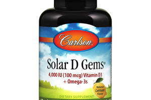Рыбий жир с витамином D3 Carlson Labs Solar D Gems Лимон 4000 МЕ 120 капсул (33877)