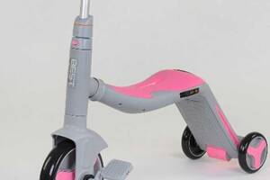 Самокат 3в1 Best Scooter с PU колёсами + свет и 8 мелодий Grey/Pink (90793)