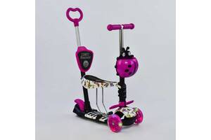 Самокат 5в1 Best Scooter, PU колеса, подсветка колес, Абстракция Pink/Black (74060)