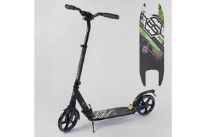 Самокат алюминиевый Best Scooter с PU колесами, 2 аммортизаторами Black/Green (92090)