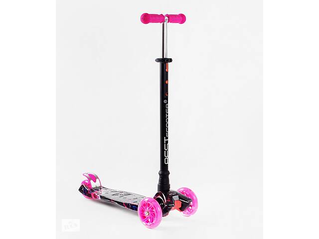 Самокат алюминиевый руль Best Scooter MAXI Pink universe светящиеся PU колеса 60 кг Разноцветный (114050)