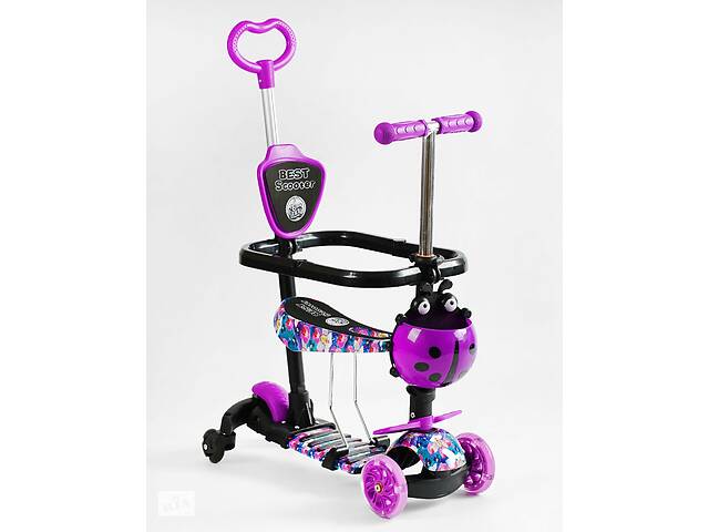 Самокат Best Scooter 5 в 1 защитный бампер PU колеса со светом Purple with Black (141598)