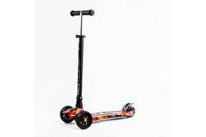 Самокат Best Scooter MAXI S 4 колеса PU СВЕТ Fire and skulls 60 кг Разноцветный (113935)