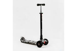 Самокат Best Scooter MAXI S 4 колеса PU СВЕТ Skulls and flowers 60 кг Разноцветный (111817)