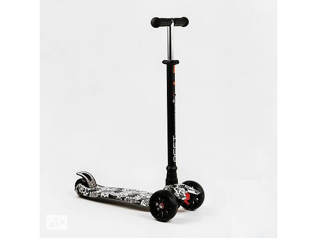 Самокат Best Scooter MAXI S 4 колеса PU СВЕТ Skulls and flowers 60 кг Разноцветный (111817)