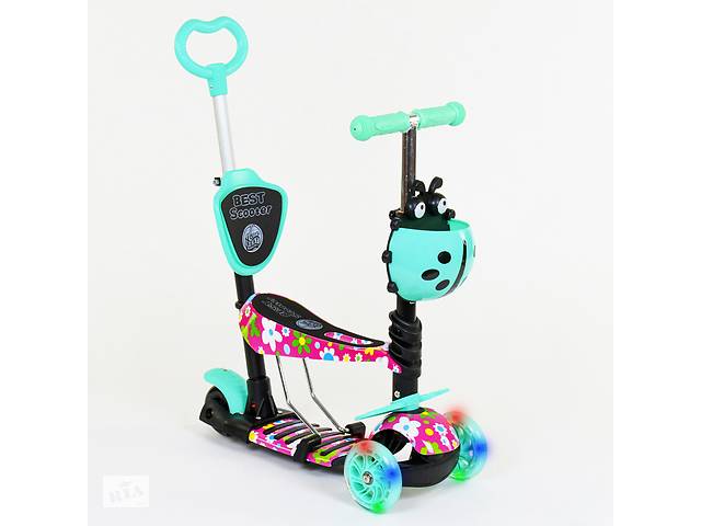 Самокат Best Scooter PU светящиеся колеса 5 в 1 Flowers 54 х 14 см Разноцветный (84219)