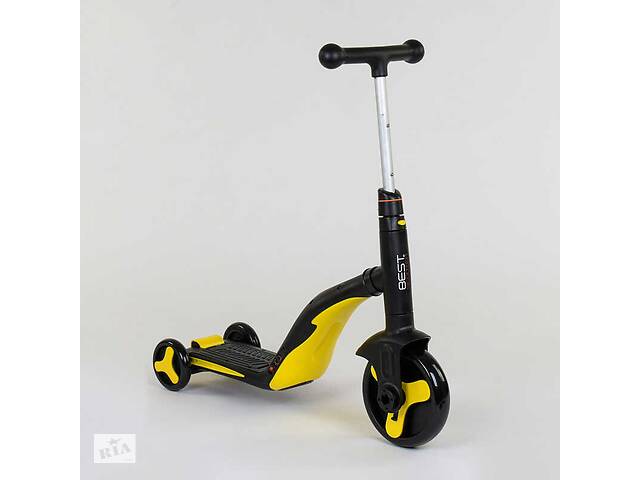 Самокат детский 3в1 Best Scooter с PU колёсами (свет+музыка) - Yellow (80453)