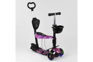 Самокат детский 5в1 с PU колесами и подсветкой Best Scooter Black/Purple (100058)