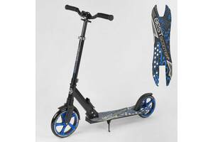 Самокат детский Best Scooter с PU колесами, зажимом руля и 1 амортизатором Black/Blue (88915)