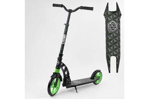 Самокат двухколесный Best Scooter с PU колесами, 1 амортизатором Black/Green (99666)