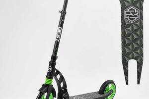 Самокат двухколесный Best Scooter с PU колесами, 1 амортизатором Black/Green (99666)