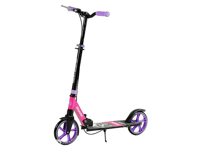 Самокат двухколесный Best Scooter PU колеса 1 амортизатор Black with Pink (147539)