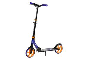 Самокат двухколесный Best Scooter PU колеса 1 амортизатор Черный с фиолетовым (147536)