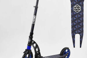 Самокат двухколесный Best Scooter с PU колесами, 1 амортизатором Black/Blue (99663)