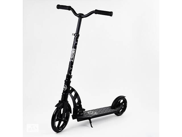 Самокат двухколесный Best Scooter с PU колесами, 1 амортизатором Black (00076)