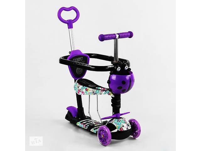 Самокат с бортиком Best Scooter PU колеса светящиеся 5 в 1 Flowers Разоцветный (104548)