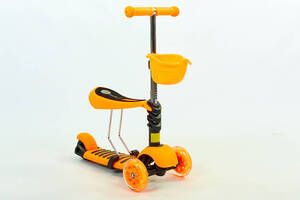 Самокат с наклоном руля planeta-sport Micro Mini с сиденьем 3 в 1 C-0332 Оранжевый