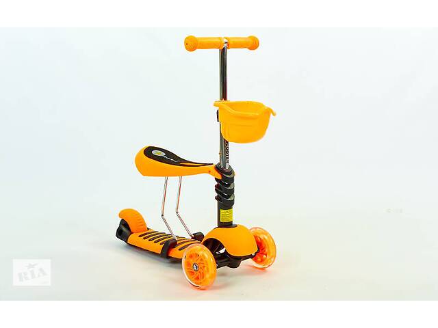 Самокат с наклоном руля planeta-sport Micro Mini с сиденьем 3 в 1 C-0332 Оранжевый