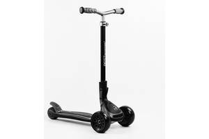 Самокат трехколесный Best Scooter MAXI складной колеса PU со светом 70 кг Black and grey (105878)