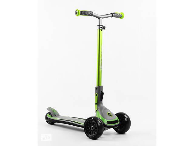 Самокат трехколесный Best Scooter MAXI складной колеса PU со светом 70 кг Green and grey (105880)