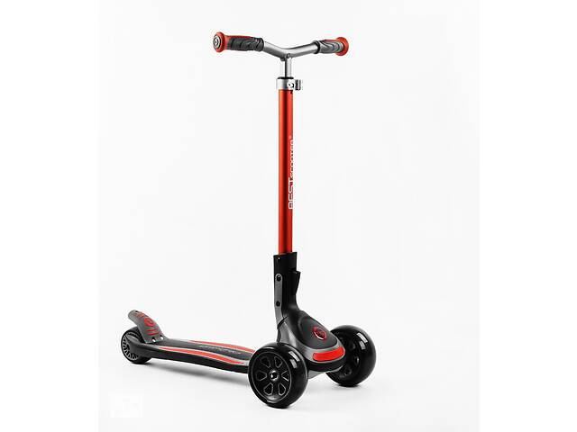 Самокат трехколесный Best Scooter MAXI складной колеса PU со светом 70 кг Black and red (105881)