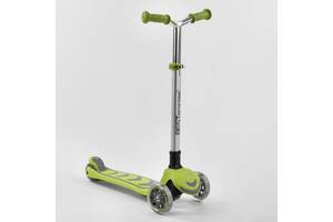 Самокат трехколесный Best Scooter складной алюминиевый руль, 4 колеса PU со светом Light green (102320)