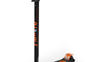 Самокат трехколесный детский с подсветкой MICRO серии 'Mini Deluxe LED' Черно-оранжевый до 50 кг