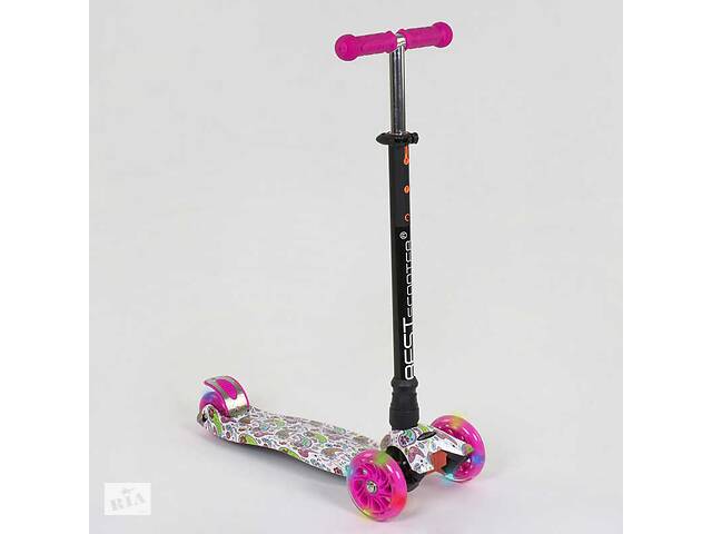 Самокат триколісний MAXI& quot; Best Scooter& quot; пластмасовий, трубка керма алюмінієва Pink/White/Black (83270)