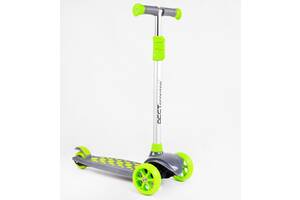 Самокат трехколесный свет деки и колес съёмный руль Best Scooter MAXI 60 кг Green and grey (114441)