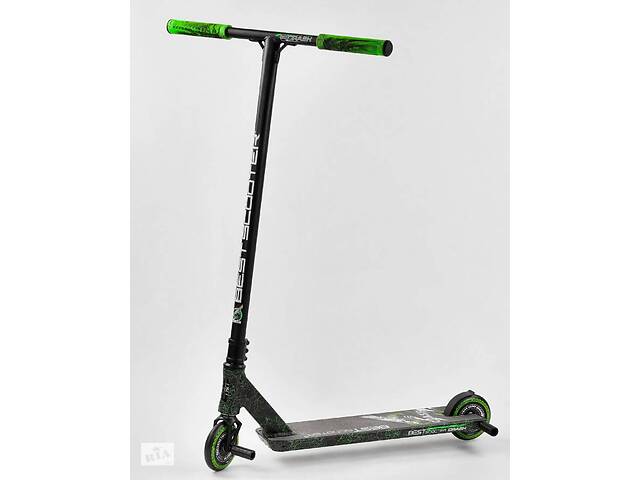 Самокат трюковый Best Scooter 'CRASH' HIC-система, ПЕГИ, алюминиевый диск и дека Black/Green (102313)