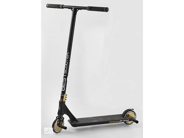 Самокат трюковый Best Scooter 'SIMBIOTE' HIC-система, ПЕГИ, алюминиевый диск и дека Black/Gold (102307)