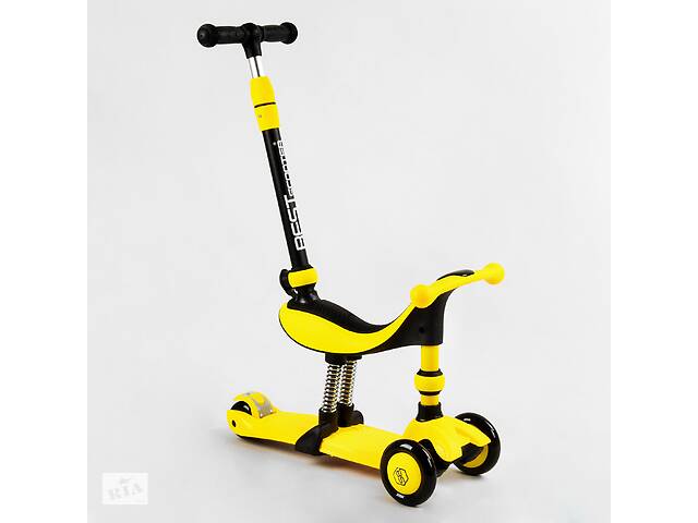 Самокат-велобег трехколесный Best Scooter колеса PU со светом 3 в 1 70 кг Yellow (105637)