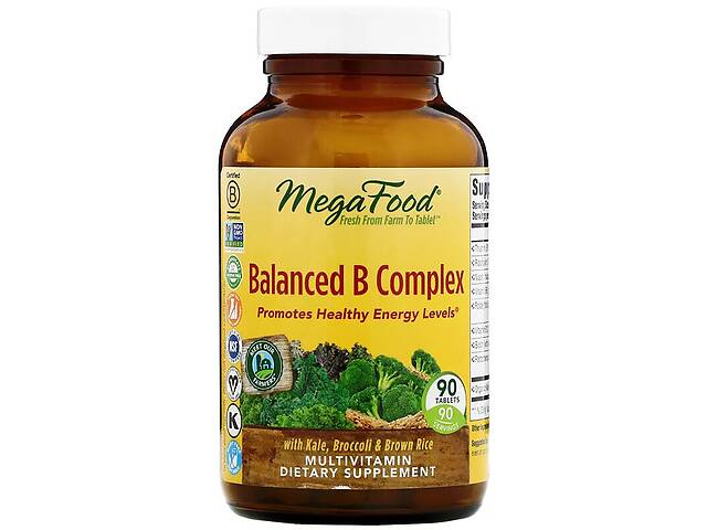 Сбалансированный комплекс витаминов В, Balanced B Complex, MegaFood, 90 таблеток