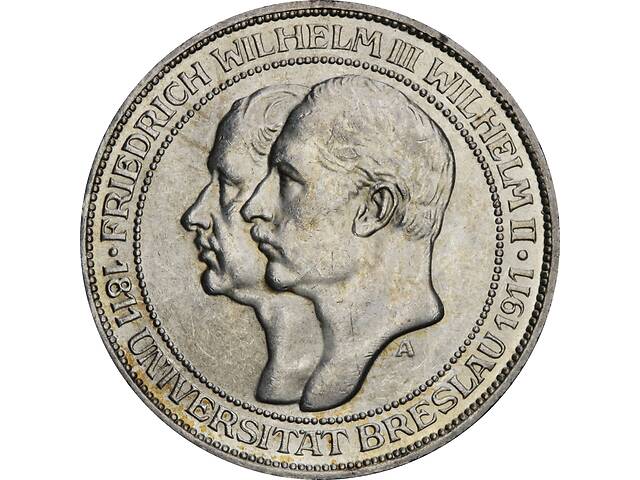 Серебряная монета '100-летие Университета Бреслау' 3 марки 1911 Германская империя