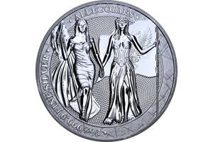 Серебряная монета 1oz Аллегории Колумбии и Германии 5 Марок 2019 Германия 'Limited Edition for WORLD MONEY FAIR'20'