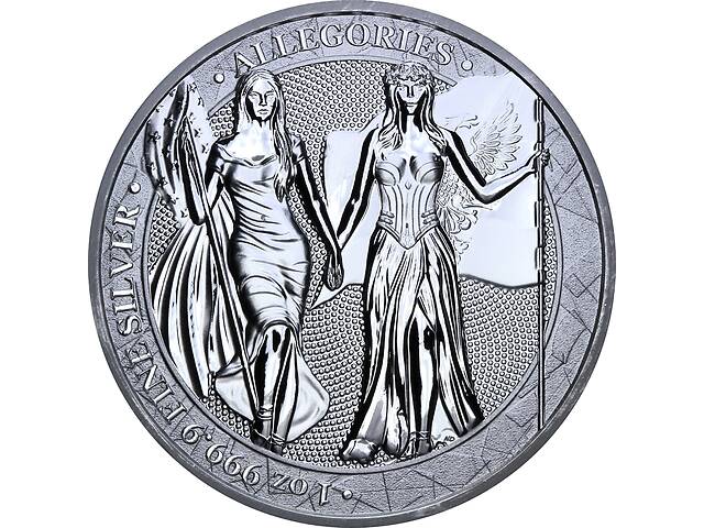 Серебряная монета 1oz Аллегории Колумбии и Германии 5 Марок 2019 Германия 'Limited Edition for WORLD MONEY FAIR'20'