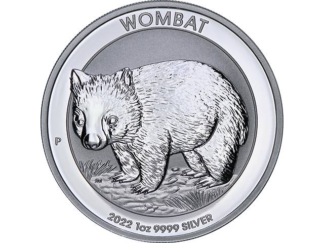 Срібна монета 1oz Австралійський Вомбат 1 долар 2022 Австралія