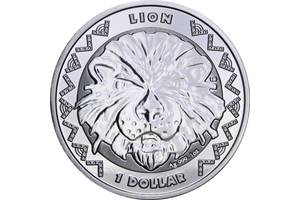 Серебряная монета 1oz Большая Пятерка: Лев 1 доллар 2022 Сьерра-Леоне