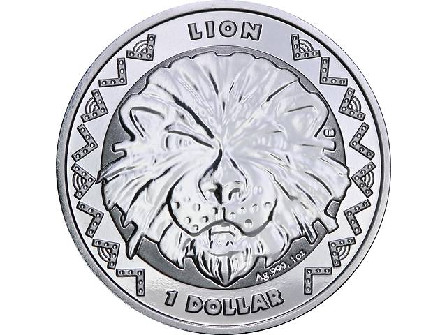Серебряная монета 1oz Большая Пятерка: Лев 1 доллар 2022 Сьерра-Леоне
