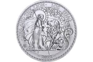 Серебряная монета 1oz Уна и Лев 1 фунт стерлингов 2022 Остров Святой Елены