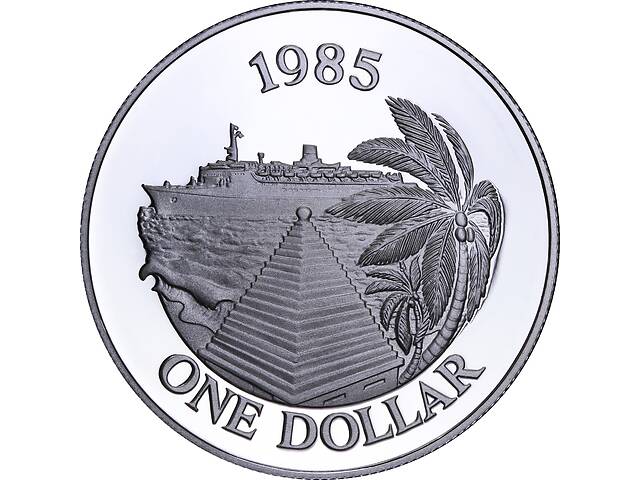 Серебряная монета Круизный Туризм 1 Доллар 1985 Бермудские Острова
