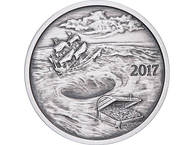 Серебряный раунд 1oz Водоворот Острова Серебряного Жука 2017 США (Antique)