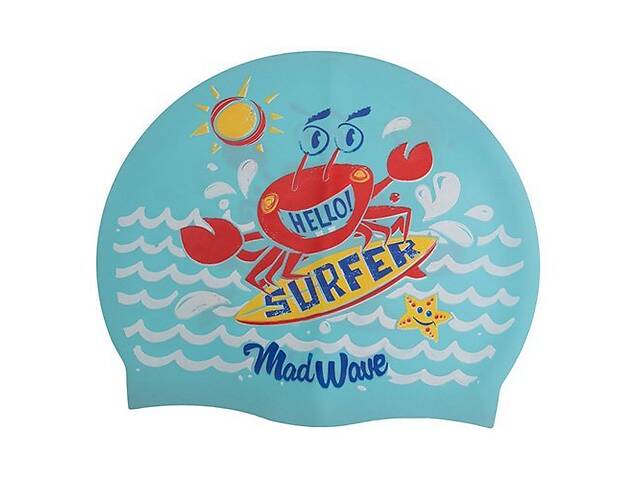 Шапочка для плавания детская Junior Surfer M057912 Mad Wave Голубой (60444167)