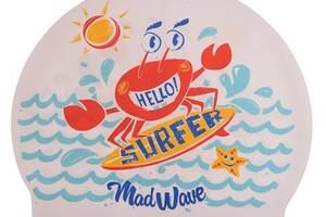 Шапочка для плавания детская Junior Surfer M057912 Mad Wave Белый (60444167)